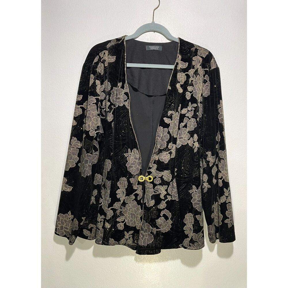 Dressbarn velvet cardigan top VTG festive holidays whimsi goth women 1XL